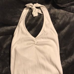 White halter top body suit
